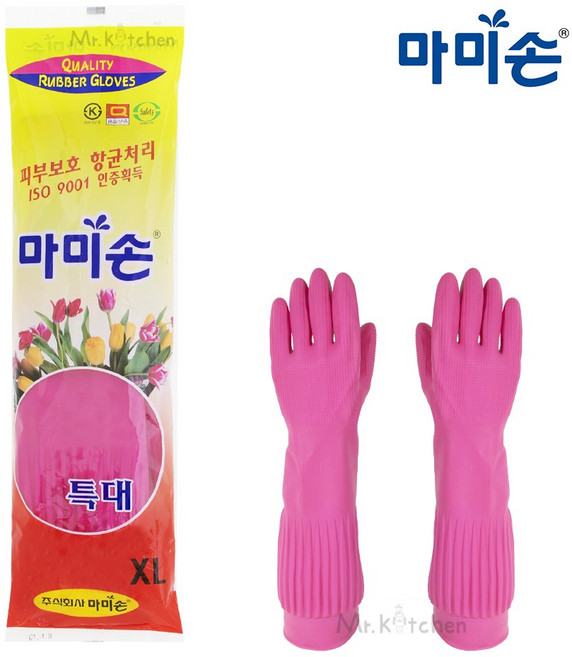 마미손 고무장갑 특대 분홍 1켤레, 특대(XL) 이상, 1개