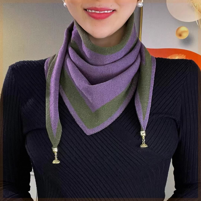 해피유통 여성 삼각 니트 숄 간절기 레이어드 머플러 숄 캐주얼 어깨걸이