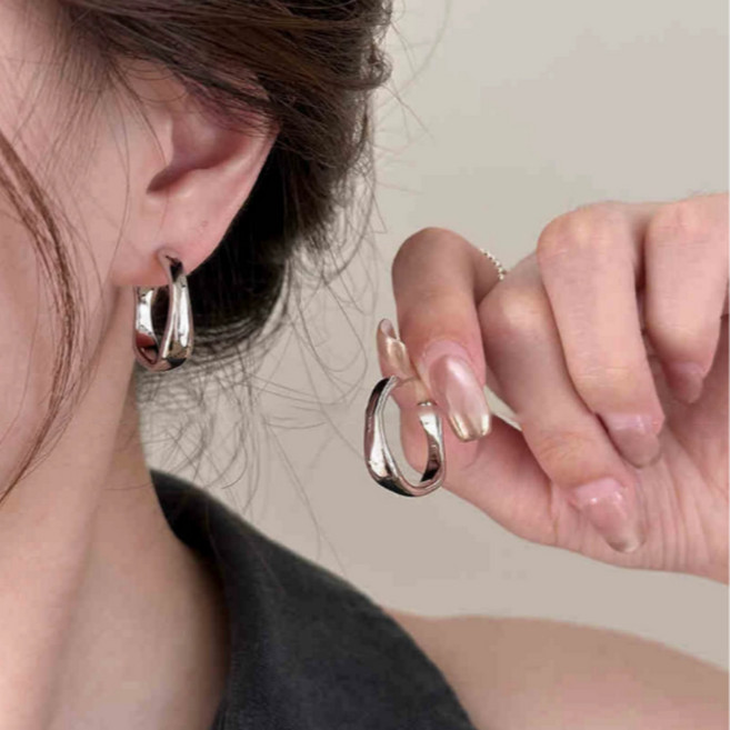 실버925 은 귀걸이 볼드 링 은침 귀걸이