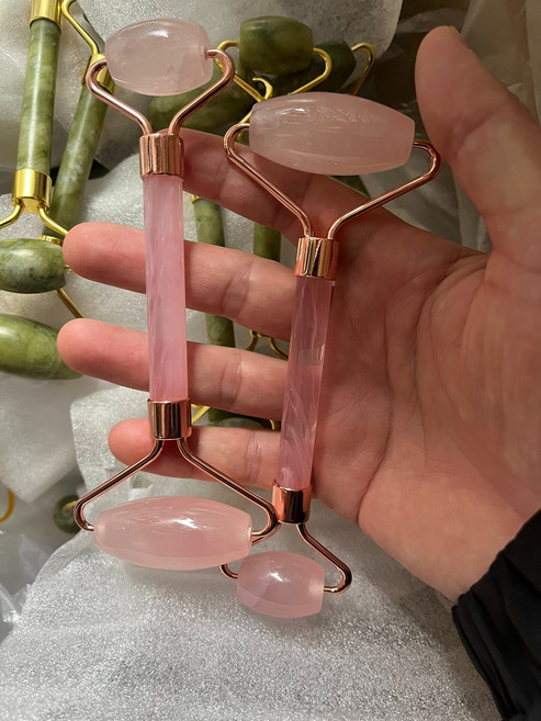 粉玉石 岫岩玉 玉石滾輪按摩器, 1個, 如圖所示