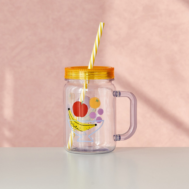 [모던하우스 광주역점] 팝팝프루츠 빨대 텀블러 580ML 옐로우_MARSWATER, 1개