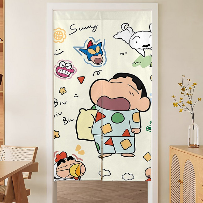 캐릭터 방문 가림막 커튼 선반 창문 가리개 커튼 다용도 주방 가림막 린넨 화장실문 분리형 도어 커튼 커튼봉 세트