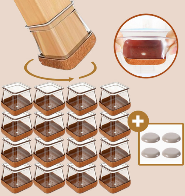 메리달 스무드 의자 발커버 투명 소음방지 다리캡, 16개