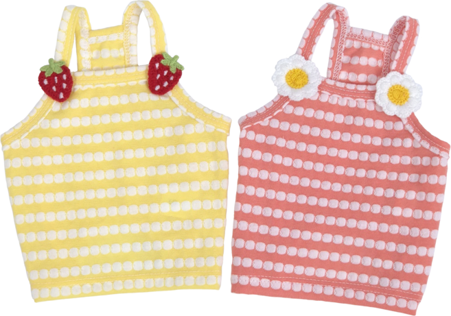 개인싸 강아지옷 달콤 패치 끈 나시, 1개, 옐로