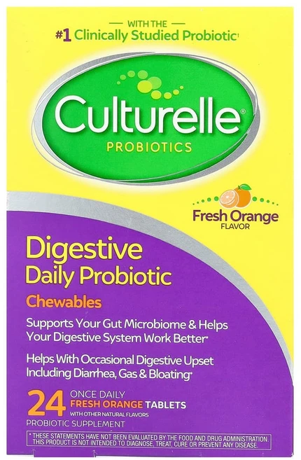 컬처렐 Digestive 데일리 프로바이오틱 츄어블 프레시 오렌지 하루 1회 24정, 1개 - 쿠팡