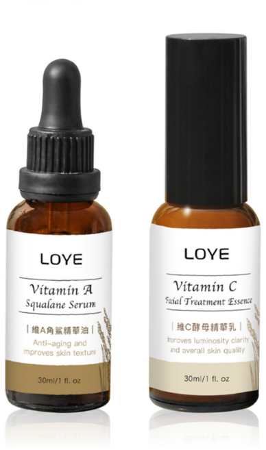LOYE 樂妍 早C晚A 提亮膚色、深層滋潤 打造健康美肌, 1組, 維A角鯊精華油＋維C酵母精華乳