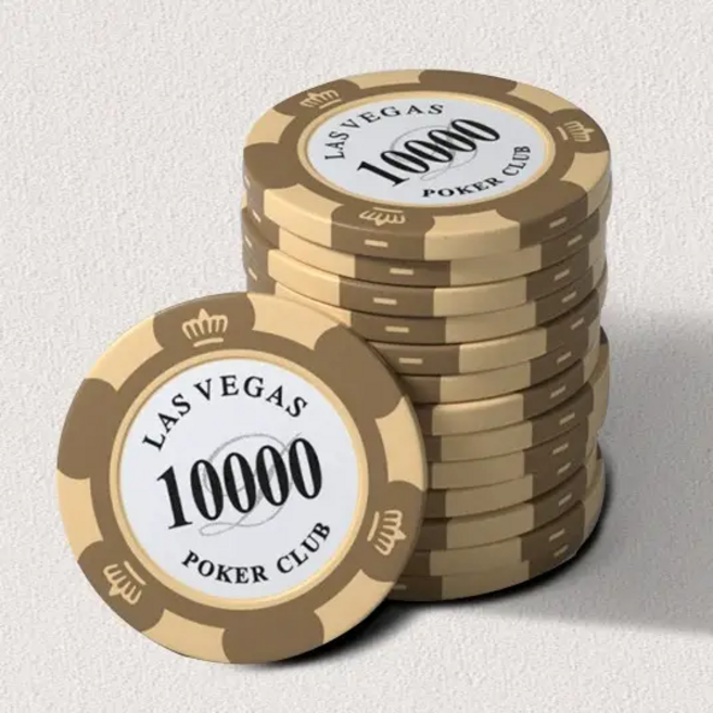 데칼클레이 포커칩 국제규격 라스베가스 카지노칩 경기용 홀덤칩 40매, 1세트, 브라운