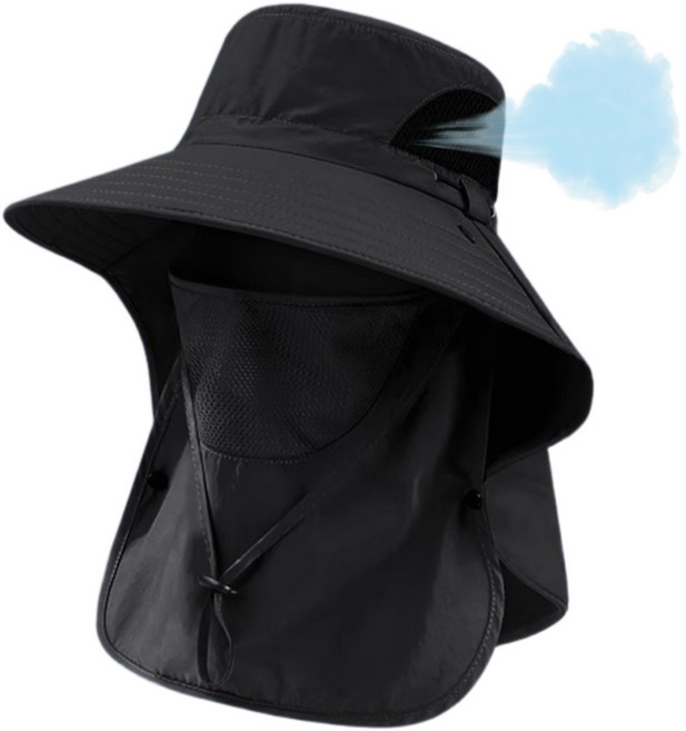 이브유 햇빛가리개 모자 자외선 차단, 블랙