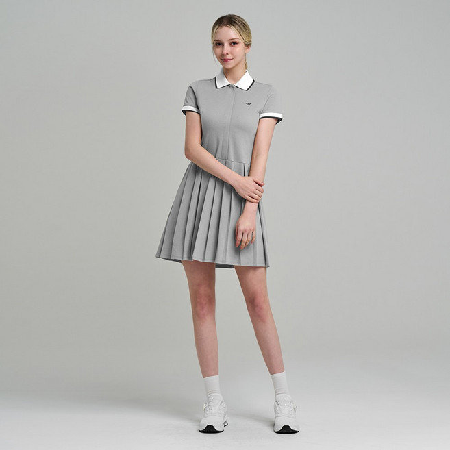 다운블로우 스포츠 기능성 골프웨어 스포티 카라 반팔 플리츠 원피스 DB9002