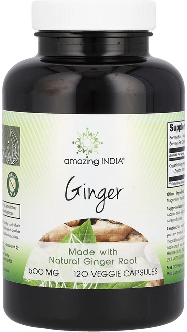 어메이징 인디아 Amazing India 생강 500mg 베지 캡슐 120정125659원산지:기타, 1개 - 쿠팡