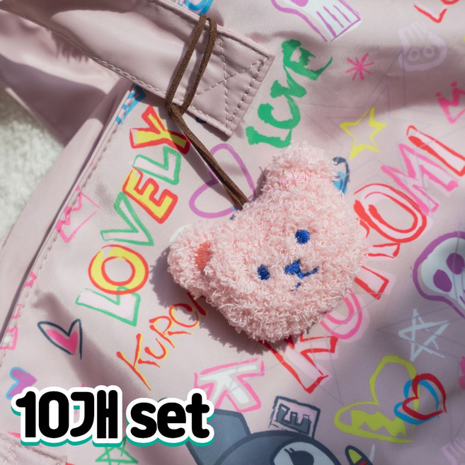 포시디아 귀여운 동물 인형 네임택 표시, 10개, 핑크 곰돌이