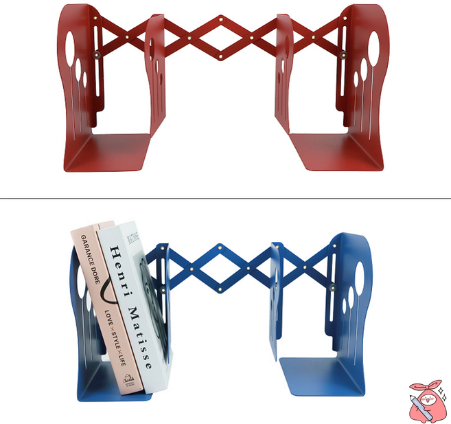 해피J보따리 국내산 스틸 접이식 책꽂이 대 자바라식 길이조절 프레임 철제 책상책꽂이, 1단, 블루