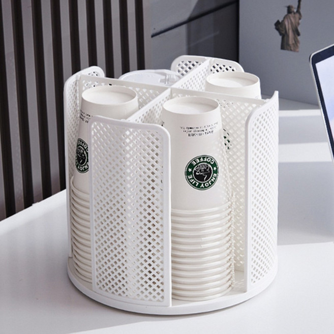 회전종이컵정리대 종이컵디스펜서 원형 사무실 탕비실 4구, 1개, 블랙