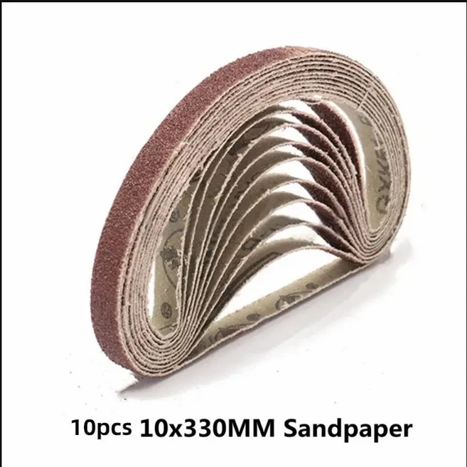 10 개/몫 10mm/20mm 샌딩 벨트 샌드페이퍼 10x330 20x520 에어 벨트 샌더 연마 종이 그릿 60 80 120 180 24, 05 120, 01 10pcs 10mm