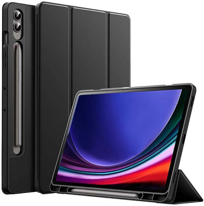 갤럭시탭S9 FE 플러스 울트라 호환 커버 S펜수납 케이스 SM-X510N X516N X610N X616N X710N X716N X810N X816N X910N X916 케이스나라, 검정