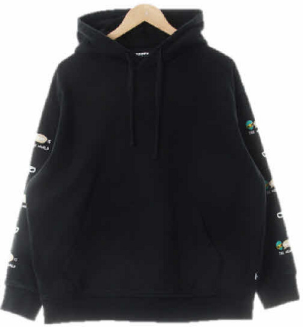 4041 널디 블랙 프린팅 면 외계인오버핏후드티 [S]