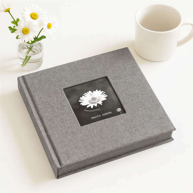 씨피다이 대용량 포켓식 패브릭 포토 메모 사진 앨범, 200매, 그레이