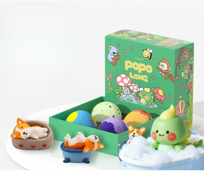 배스볼 세트 목욕 입욕제 풍성한 거품 버블팝 피규어 5가지, 귀여운 새끼 고양이