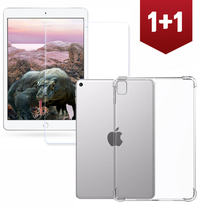 투에이비 아이패드 프로 3세대 11인치 (2018년형) 9H 강화유리+범퍼 TPU 케이스, 클리어, 1개