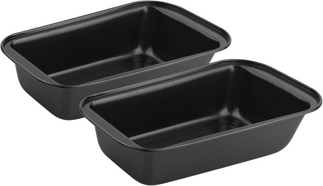 2PCS 논스틱 브레드 팬 - 8인치 x 4인치 카본 스틸 로프 베이킹 접시 ， 홈메이드 미트로프 케이크 사워도우 브라우니 라사냐용 직사각 용품, 8” x 4”