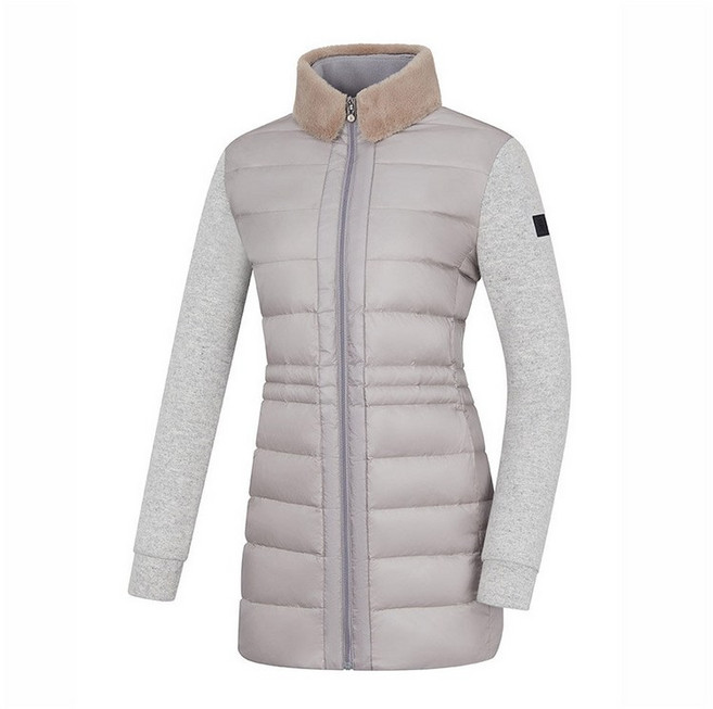 비티알 비티알 여성 겨울 구스다운 부클 믹스 골프 중기장 패딩 자켓 2364JB614W