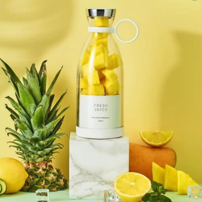 휴대용 믹서기 주스 쉐이크 및 스무디용 착즙기 컵 USB 충전식 미니 6 블레이드 350ml, 01 White_01 5V, 1개