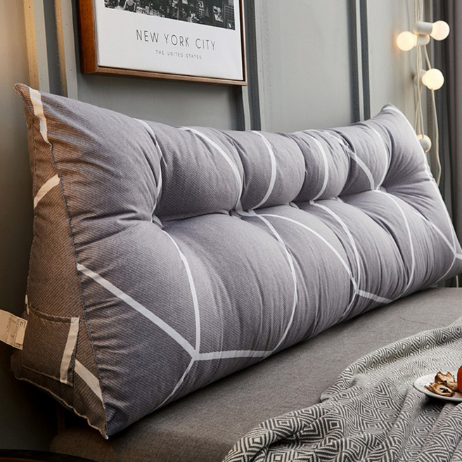 SKANDSALO 북유럽감성 긴 베개 대형 집순이 삼각 등받이 쿠션 롱쿠션, 연그레이 워싱 면-그레이 부족