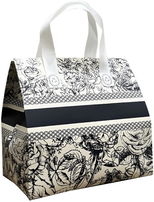 복장 부직포 쇼핑백 소중대 포장봉투 손잡이 선물봉투 쇼핑백 리유저블, 10개, 그레이플라워24×24×15CM