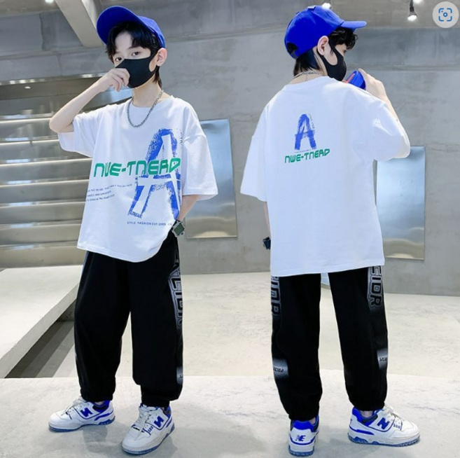 남아 주니어 여름 상하복캐주얼 투피스 세트 초등학생 긴바지 반팔