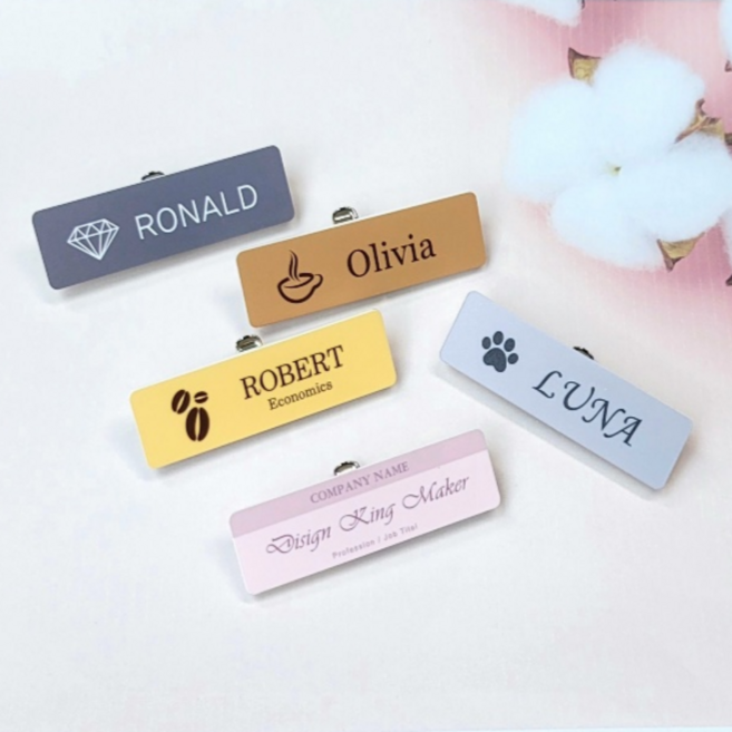 명찰 명찰제작 아크릴명찰 금속명찰 자석명찰 이름표명찰 병원 미용실 이름표 명찰만들기, 2구자석, 1개, 이중합지아크릴명찰 75X25