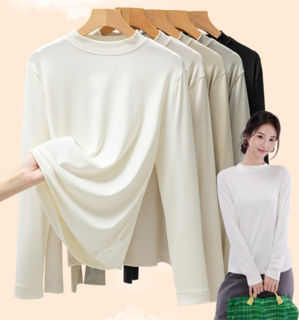 부드러운 여성 반목티 긴팔티셔츠 스판 반폴라 이너티