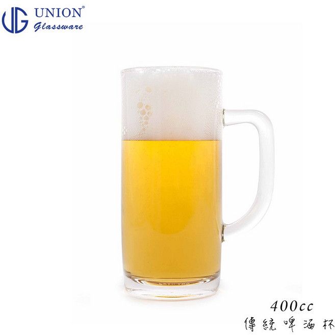 UNION 傳統啤酒杯 400ml 玻璃啤酒杯 飲料杯 酒杯 大馬克杯, 1個, 2入組