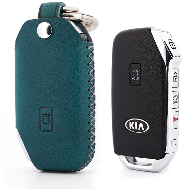 페레노 기아 5버튼 스마트키 가죽케이스 PK07 키케이스 K5DL3 쏘렌토MQ4 셀토스 K7프리미어 카니발KA4 K8 K3 스포티지 니로 쏘울 EV6 호환, 미네르바복스 블루
