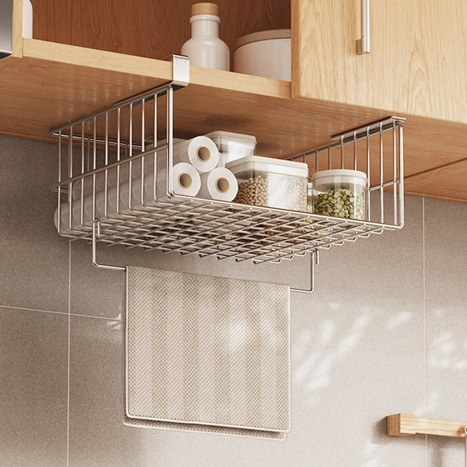 홈비 올스텐 청결관리 주방 싱크대 컵선반 언더선반, 1개, 실버, 1단