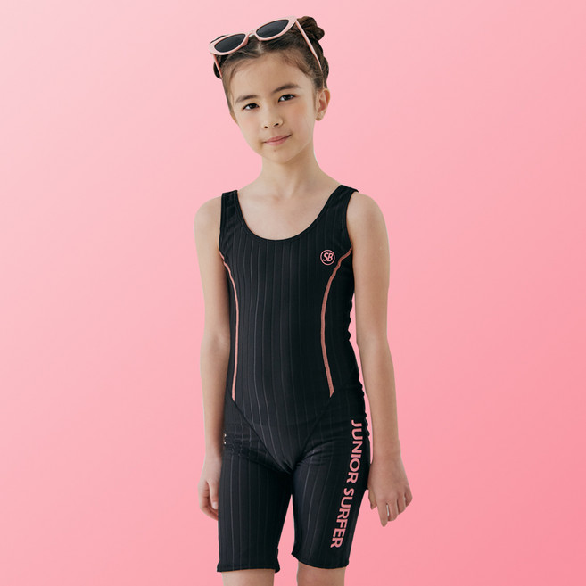 서프베이 여아 민소매 반팔올인원 생존수영복