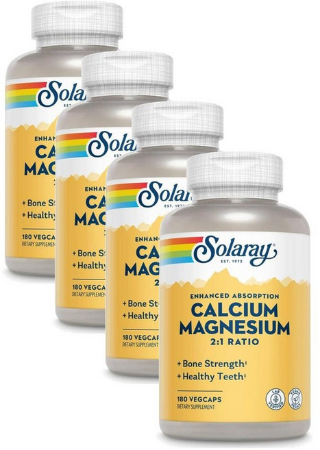 솔라레이 칼슘 마그네슘 2:1 캡슐 Solaray Calcium Magnesium, 4개, 180정