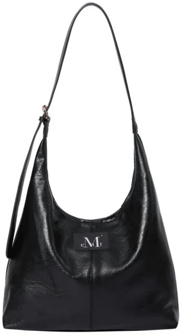 Mucent 通勤斜挎包 25SS秋季新款 單肩手提腋下包 大容量 新月 時尚潮流 韓國代購, 黑色