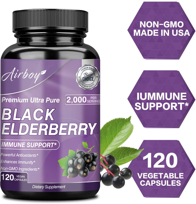 블랙엘더베리 2000mg 120정 - 면역 체계 강화 항산화 보호, 1개, 60정 - 쿠팡