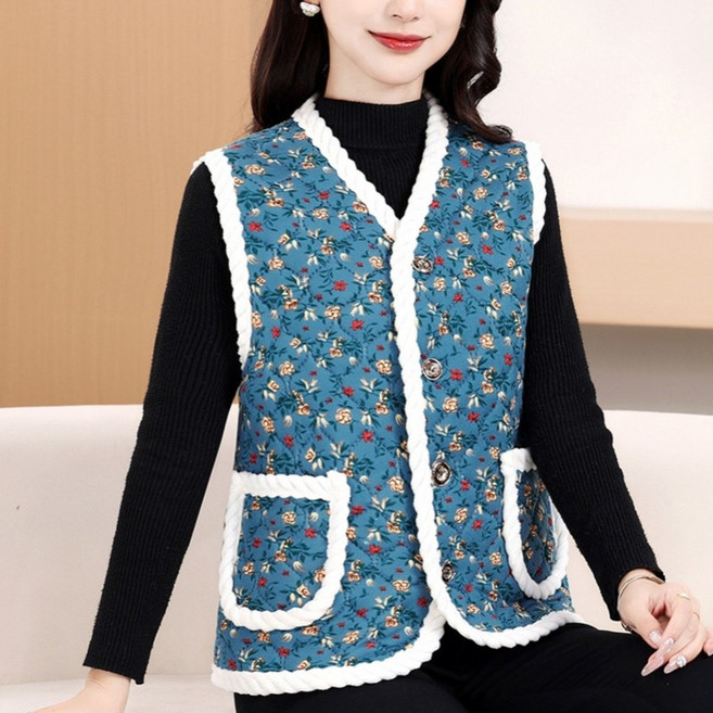 리치언니 누빔 할머니 엄마 김장 방한 털 조끼