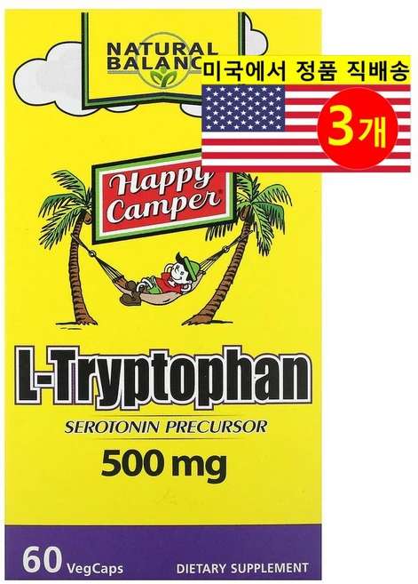 Natural Balance L-트립토판 500mg L-Tryptophan, 3개, 60정 - 쿠팡
