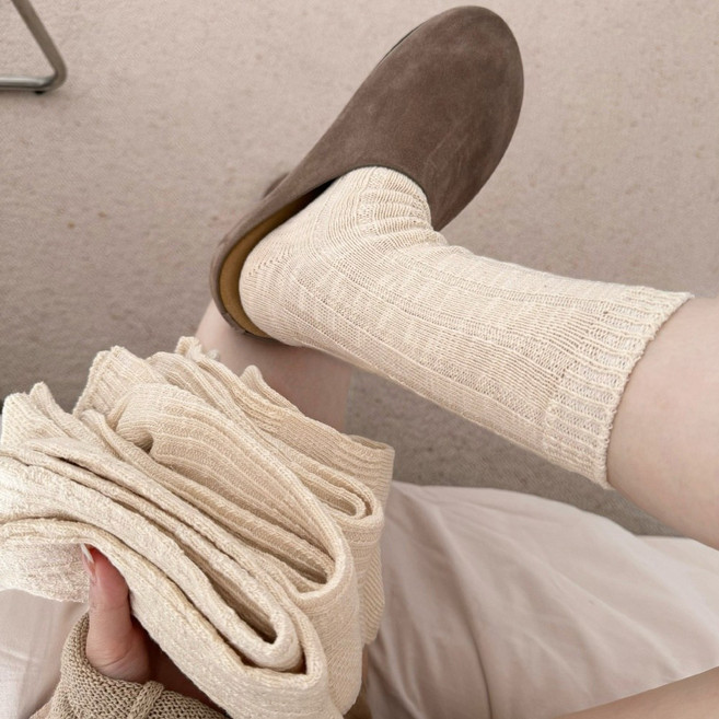 May 3 Socks 여성 양말 울 순색 겨울 양말 두꺼운 보온 수면 양말 장목 양말 중목 양말 수면 패션 5족 세트