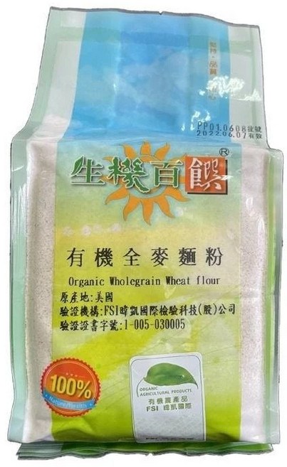 生機百饌 有機全麥麵粉 美國原裝 500公克, 1個, 500g