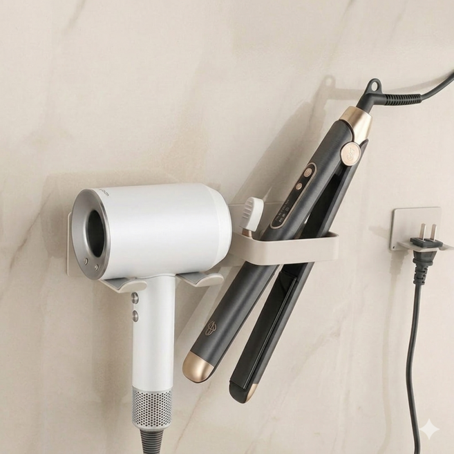 일상치트 무타공 초강력 부착 헤어 드라이기 거치대 홀더 1개 베이지