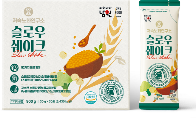저속노화연구소 슬로우 쉐이크 선식 미숫가루 귀리 파로 렌틸콩 30포, 1개, 900g