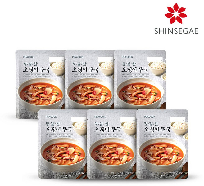 피코크 정갈한 오징어 무국 냉장, 6개, 500g