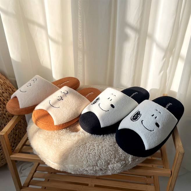 슈라모드 피너츠 스마일 거실화, 브라운, 1개