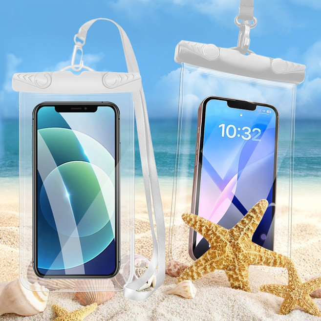 엔빙 테두리까지 투명한 최신 TPU 방수팩 1+1, 화이트, 2개