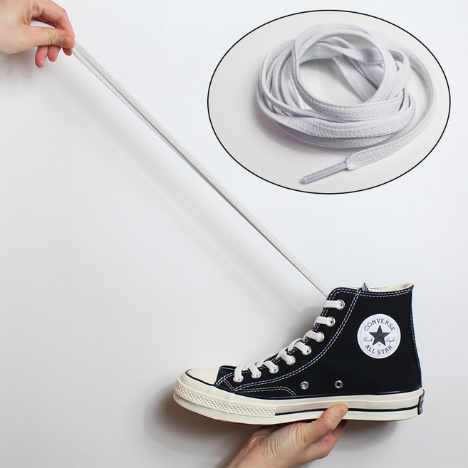 고무줄 신발끈 고무줄 운동화끈 조던 컨버스 하이 호환 슈레이스, 1세트, 고무끈 7mm 화이트 180