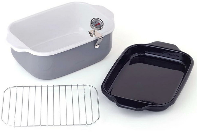 Fujihoro 온도계 달린 사각 튀김냄비 3 색상 + 바스켓 인덕션 대응, 밝은 회색, 1개