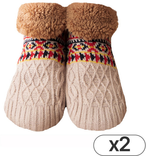 1+1 털덧신 수면 보온 실내용 미끄럼방지 덧신 겨울양말 (2켤레)